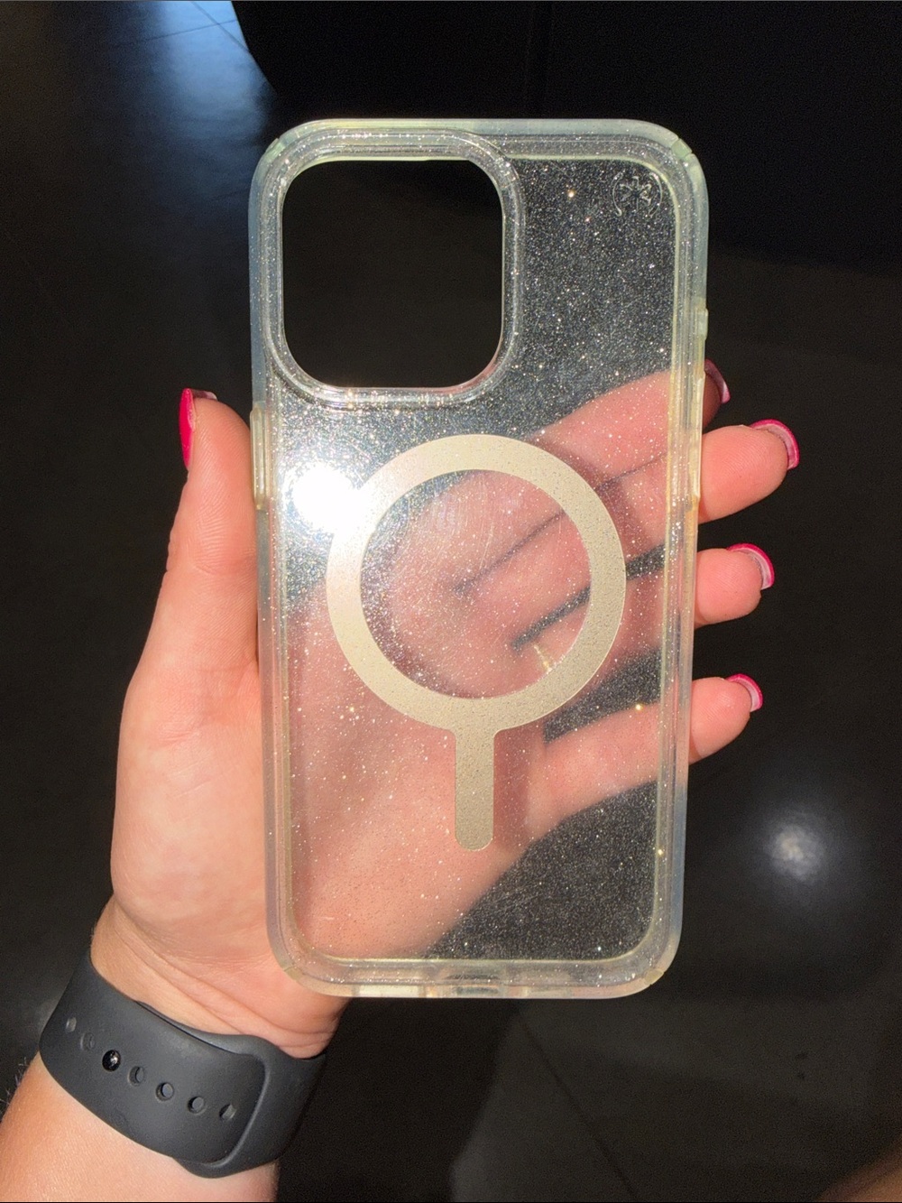 Speck Clear Glitter MagSafe-Compatible Phone Case - iPhone 15 Pro Max